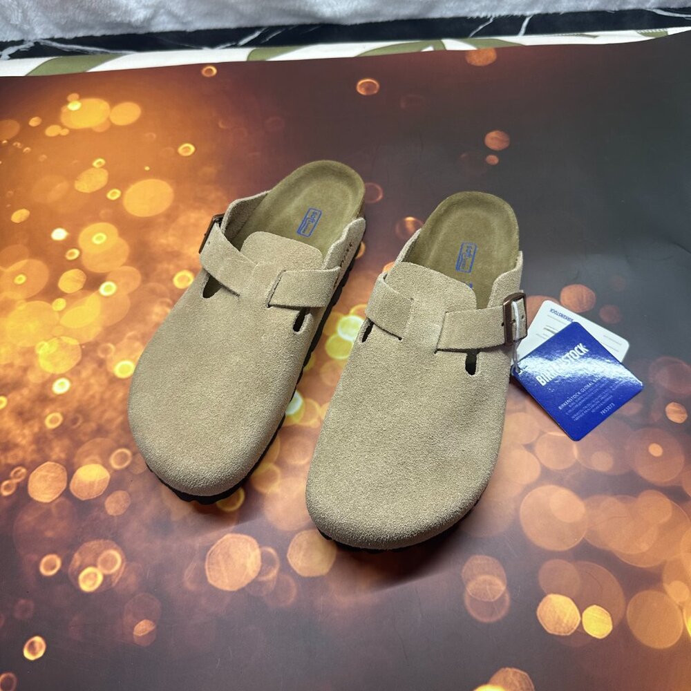 🎁Birkenstock Boston Soft Shoes Suede Sandals Clogs Mules  Black